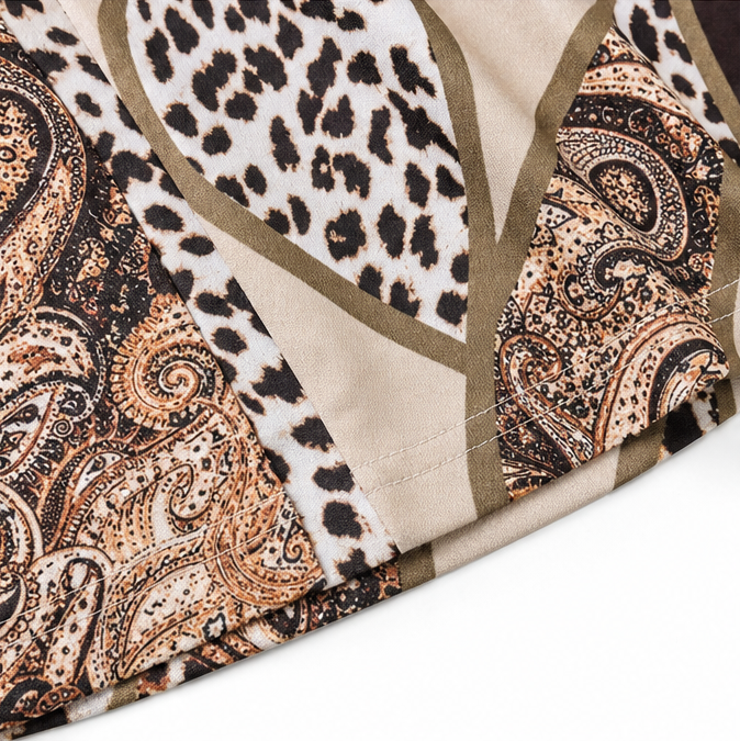 Velora | Asymmetrisches Hemd – Leoprint und Paisleymuster für Frauen