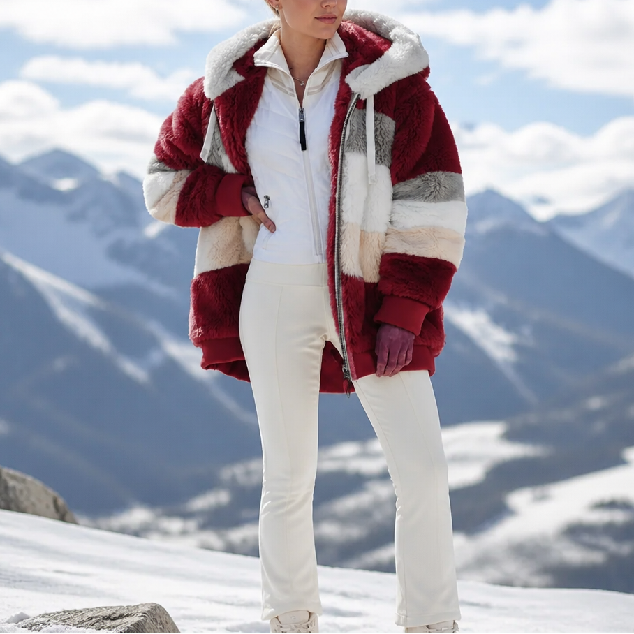 Furvella | Color-Block Oversized Faux Fur Coat – Warm und Stylisch für Damen