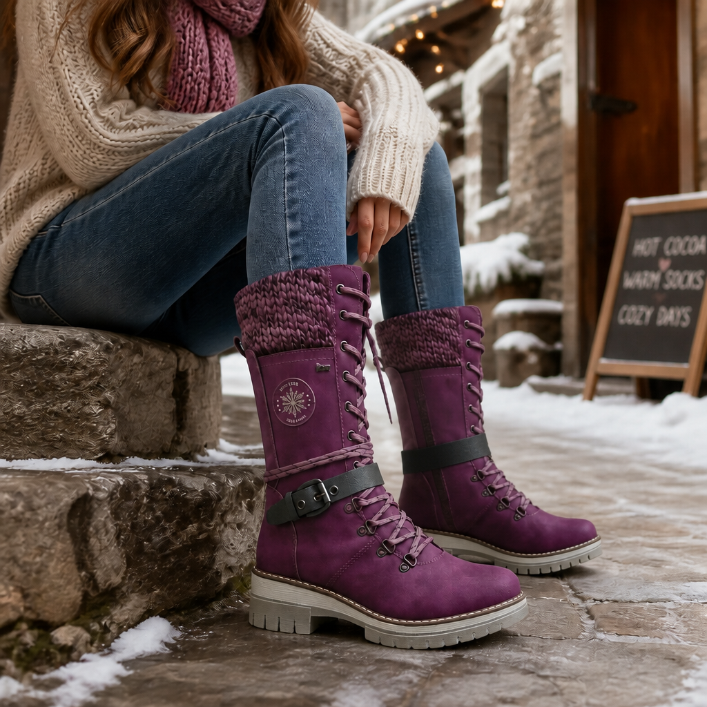 Cozette | Knit-Shaft Winter Boots – Warme und Stylische Chelsea-Stiefel für Damen