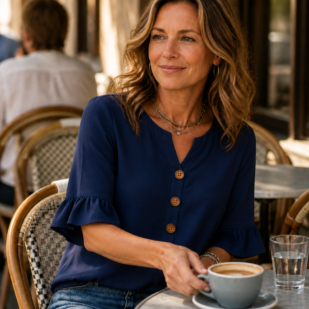 Wearbella | V-Ausschnitt Bluse – Lockere Rüschung für Frauen