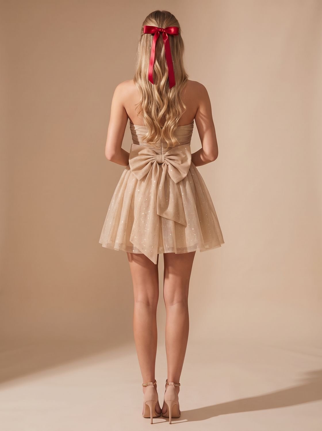 Mia | Glitter Mini Dress für Frauen – Strapless Partylook