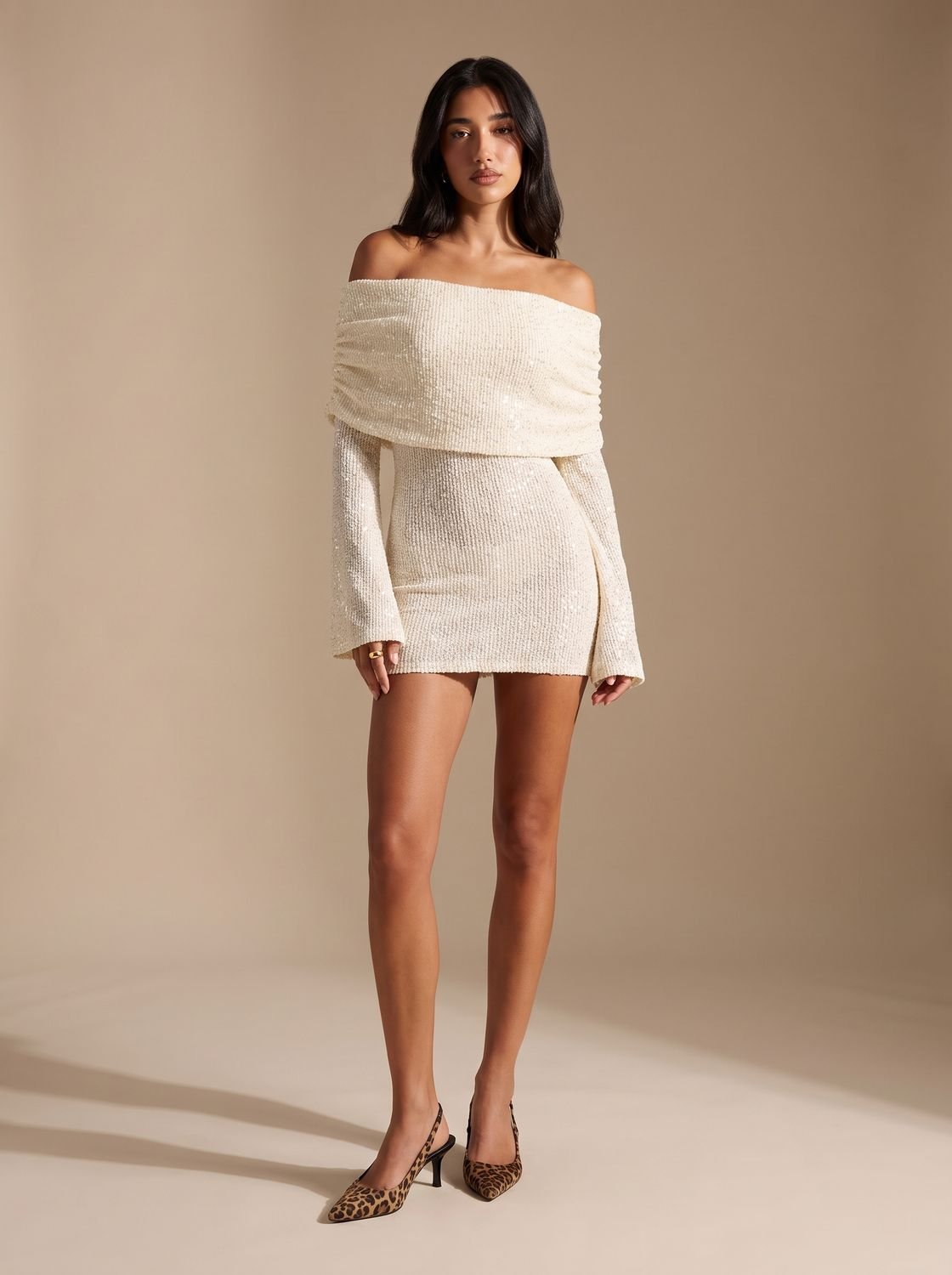 Aria | Off-Shoulder Bodycon Mini Dress mit Pailletten