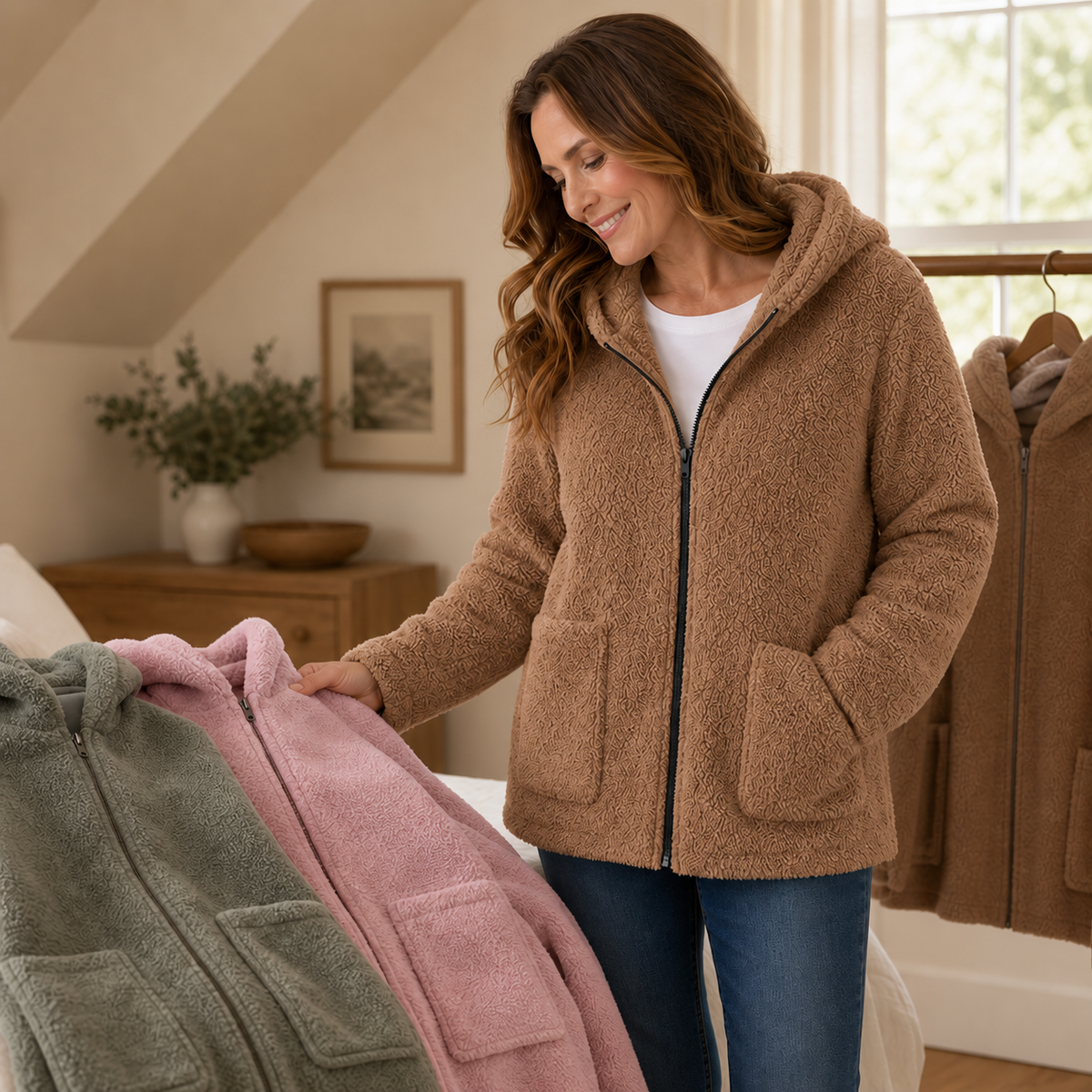 Cozyelle | Plush Fleece-Look Hooded Jacket – Stylishe Winterjacke für Frauen