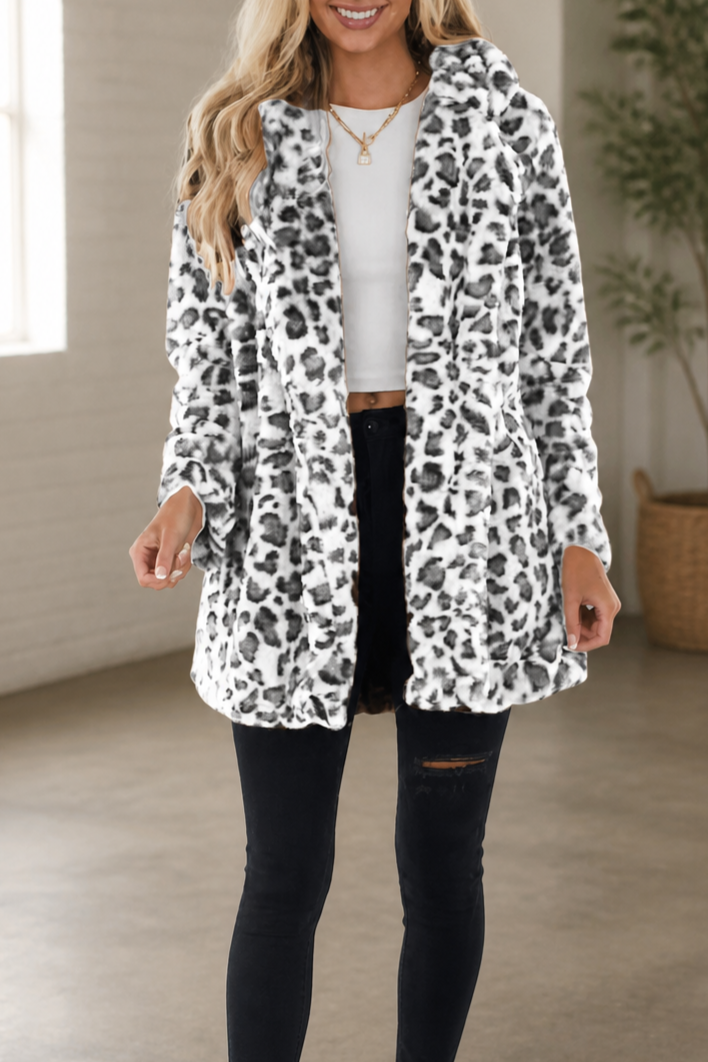 Leora | Leopard Print Faux Fur Coat – Luxuriöse Winterjacke für Frauen