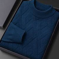 Tobias | Warmer und Stilvoller Struktur-Strickpullover mit Mock-Neck