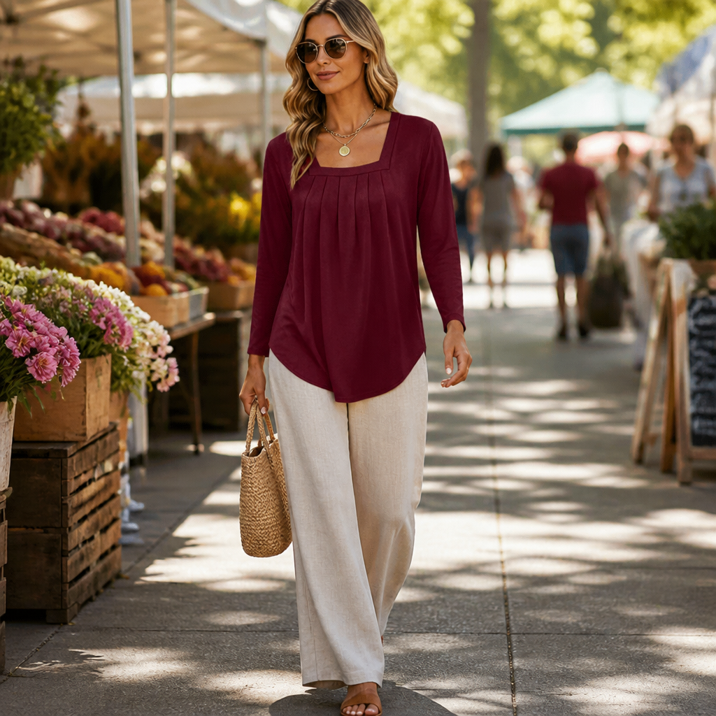 Linora | Pleated Tunic – Skimming Style für Frauen