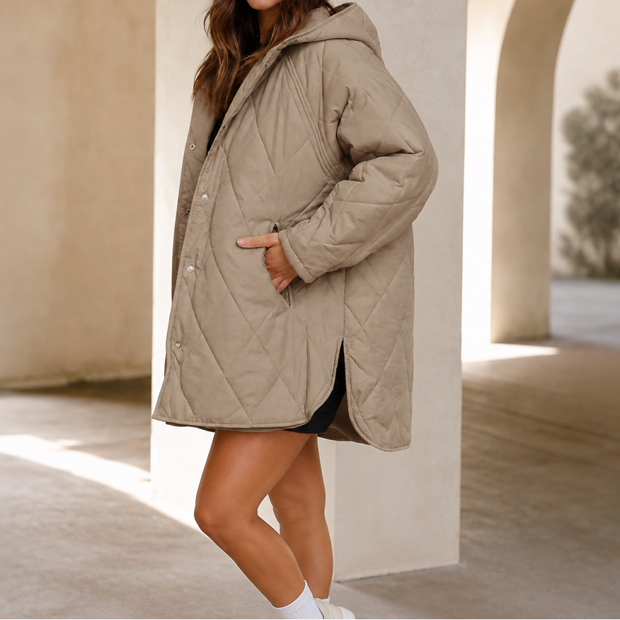 Wearbella | Diamond Quilted Hooded Puffer Jacket – Warm en Tijdloos