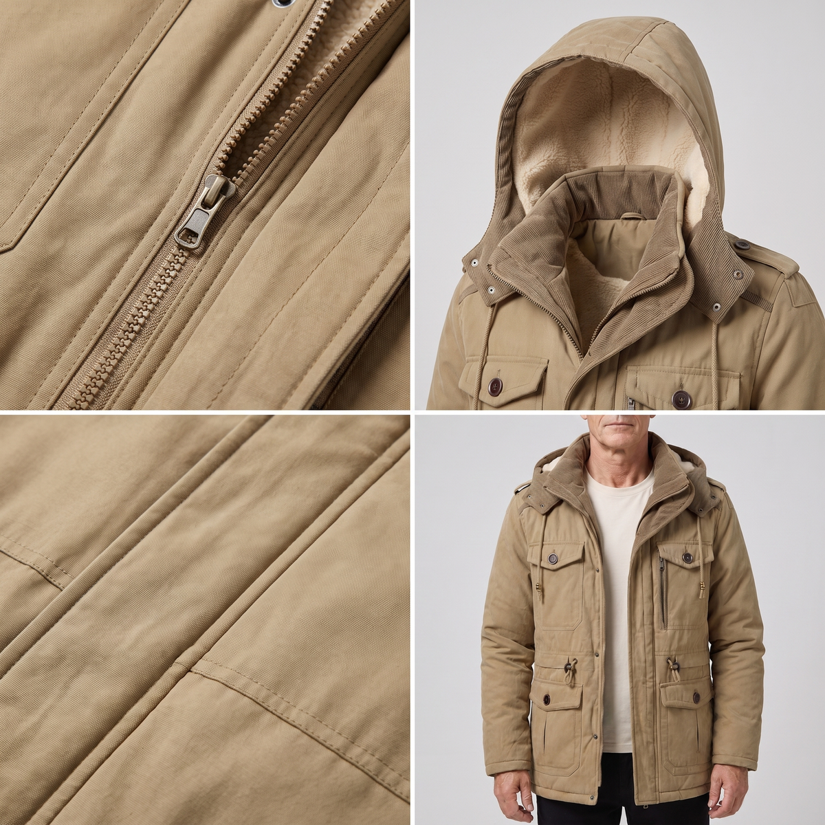 Praktische | Praktische Hooded Winter Coat – Strukturiert und Warm