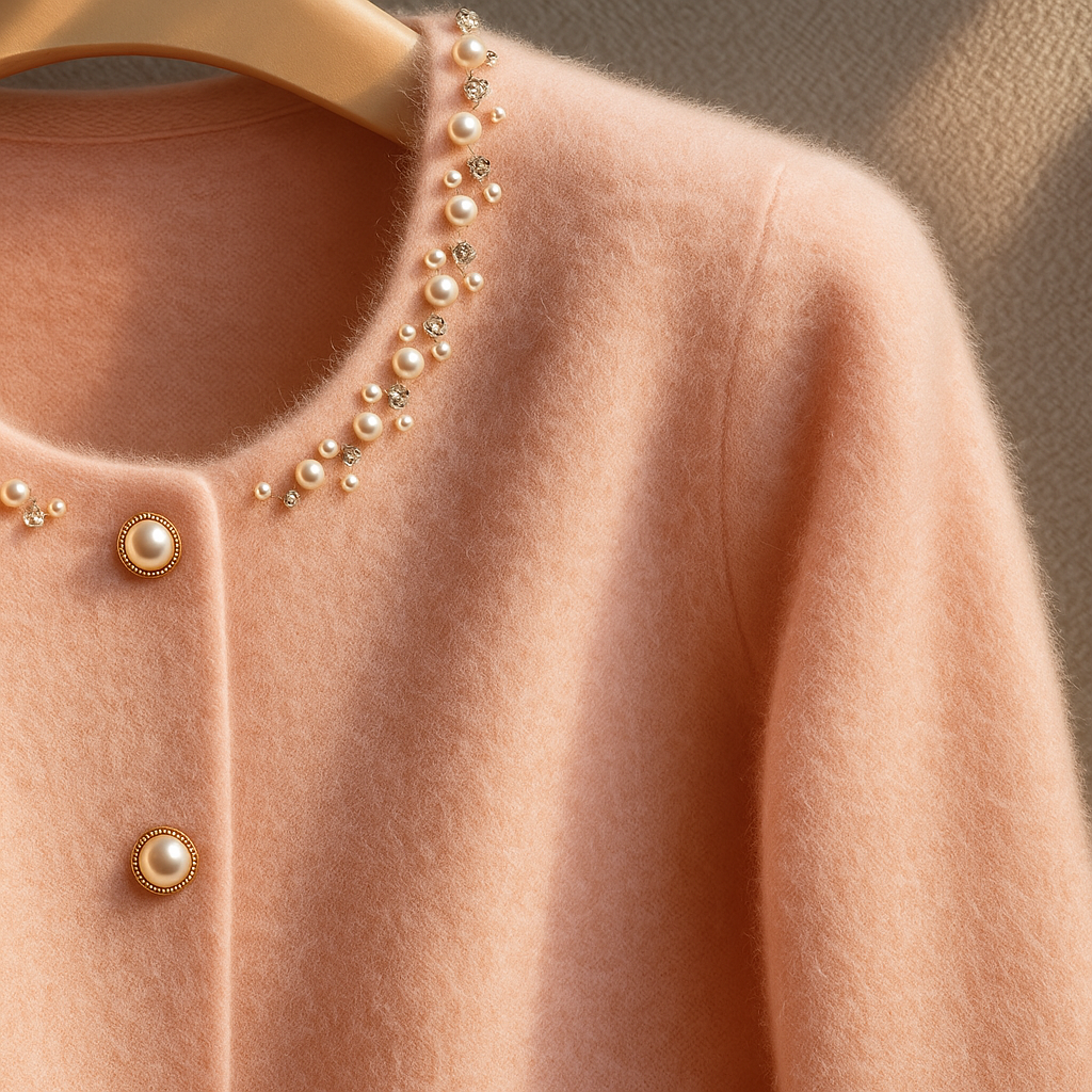 ANELISE | Cashmere Cardigan – Elegantes Design mit Akoya-Perlen