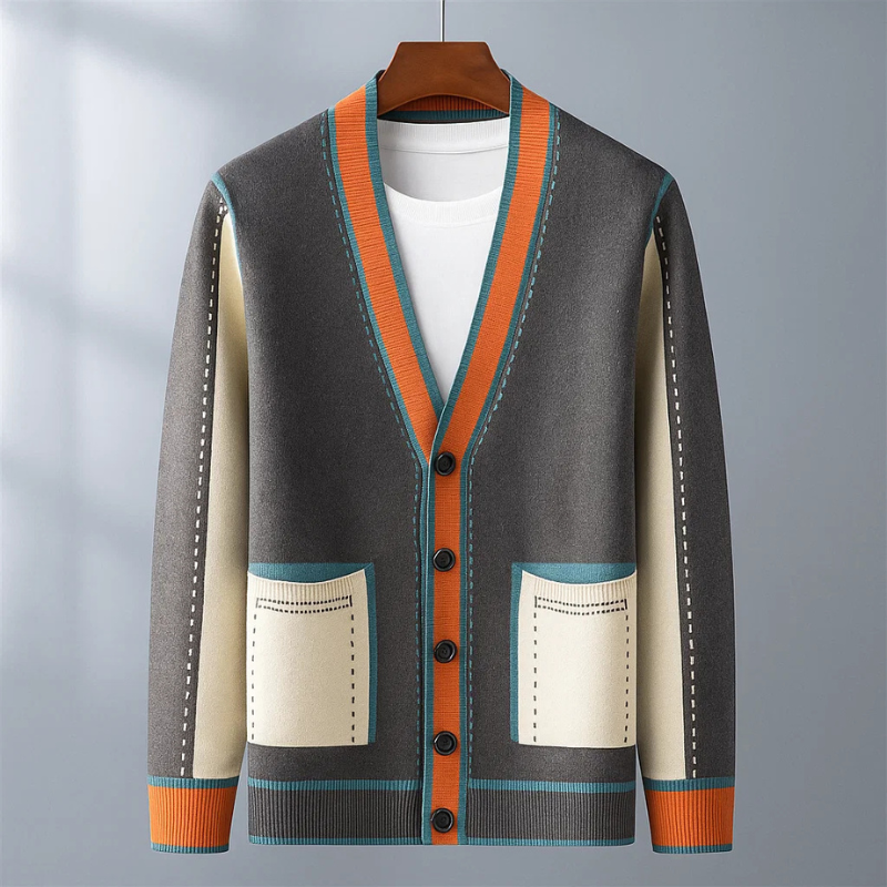Wintec | Woll Cardigan – Kunsthandwerk mit Kontrastdetails für Herren