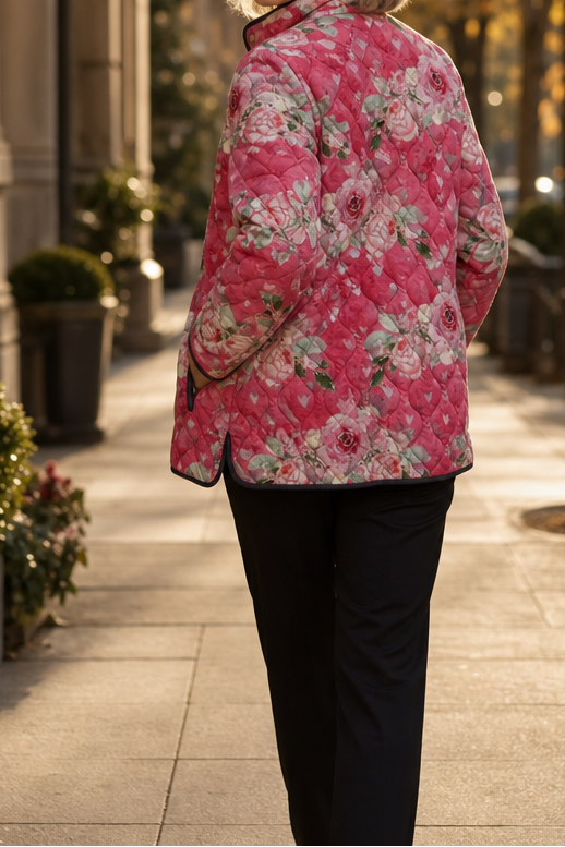 Wearbella | Floral Print Quilted Puffer Jacket – Elegant Comfort