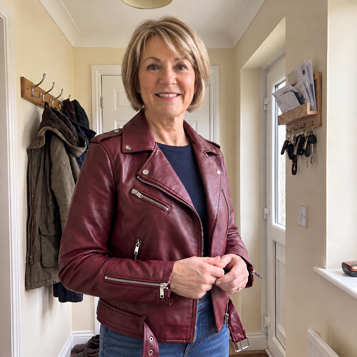 Rosa | Bikerjacke – Eleganter Schnitt mit Gürtel für Frauen