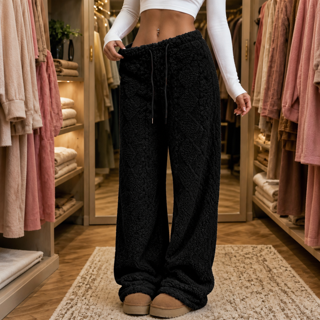 Thermalayne | Sherpa Fleece-Lined Wide-Leg Pants – Gemütliche Eleganz für jede Gelegenheit