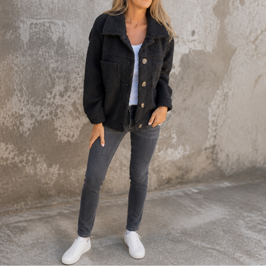 Ariane | Curly Faux-Fur Jacket – Bequeme Knopf-Front-Style für Damen