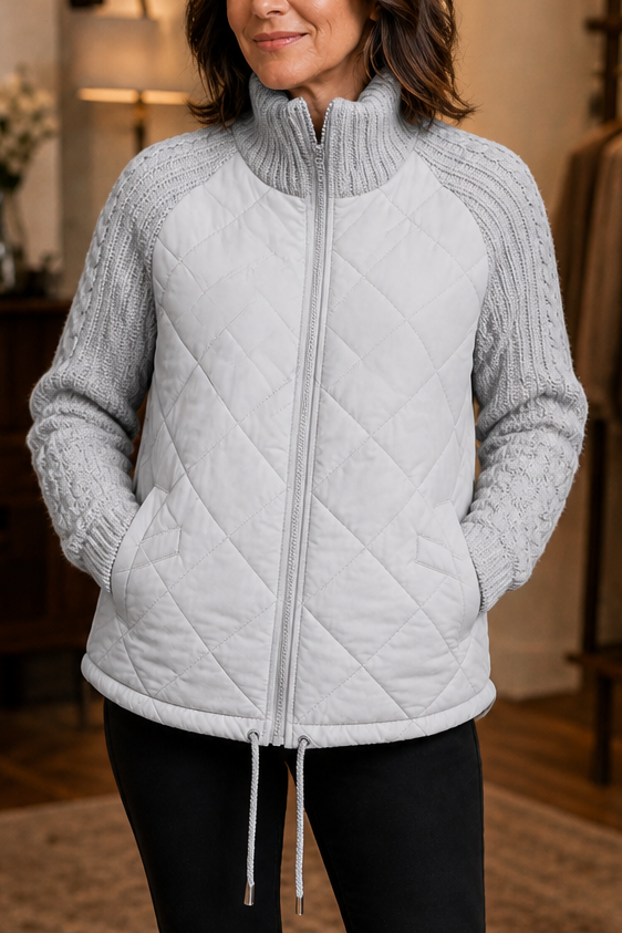 Knitpuff | Quilt Puffer Jacket met Gebreide Panelen
