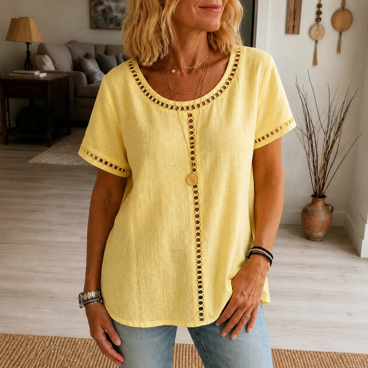 Marellia | Tunika-Top – Boho Stil mit Offener Spitze für Frauen