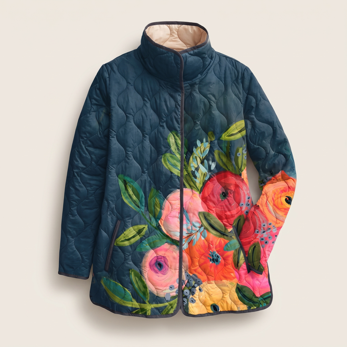 Mira | Quilted Jacket – Elegant Floral Print für Frauen