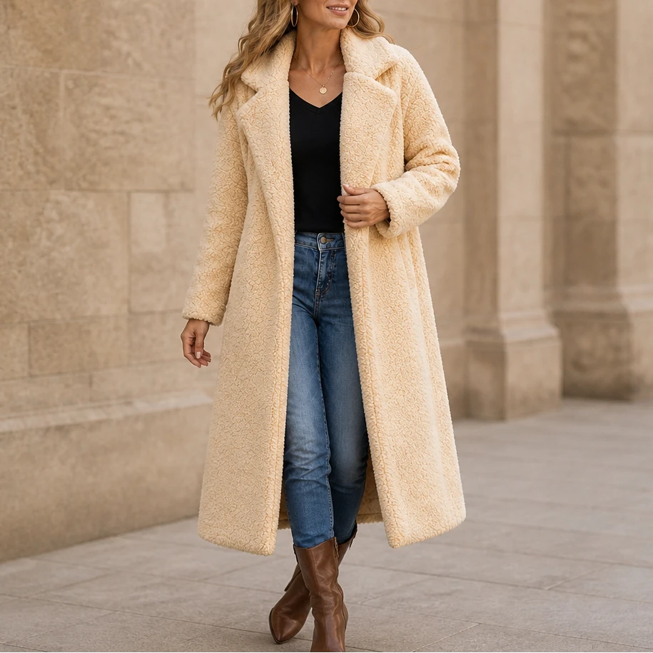 Veloura | Teddy Mantel – Langer und Kuscheliger Style für Damen