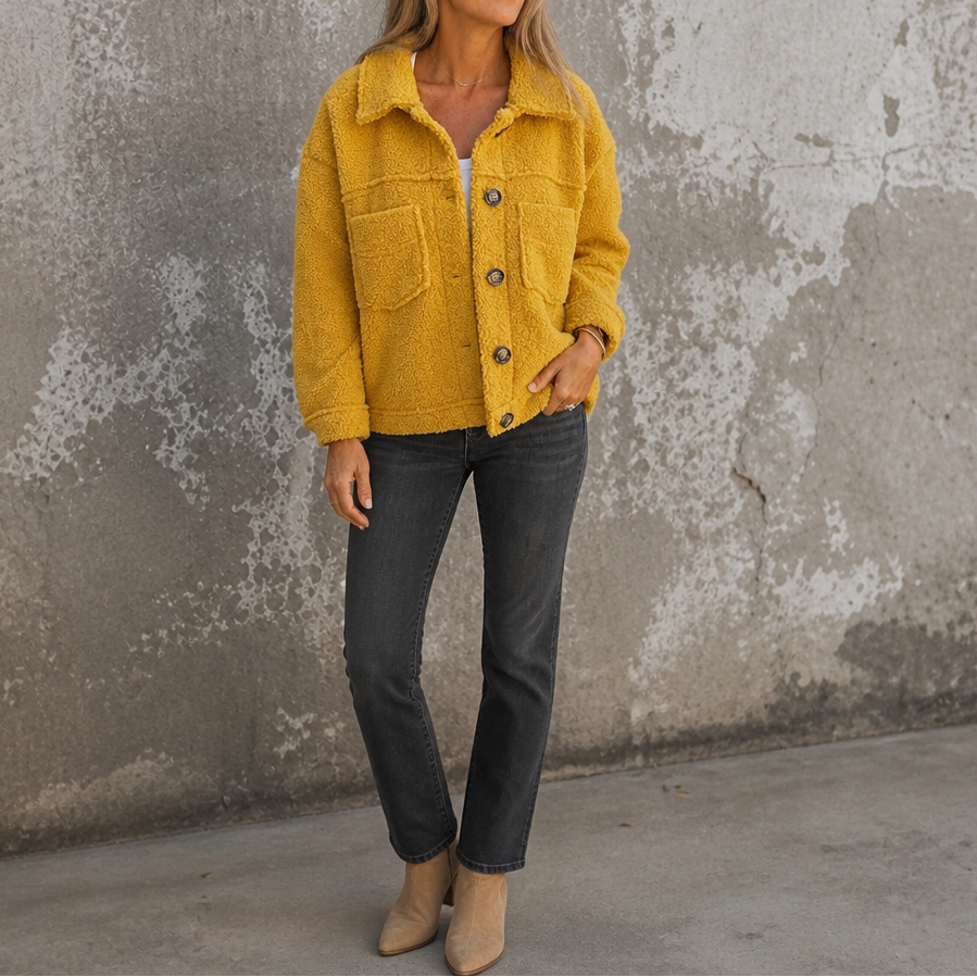 Ariane | Curly Faux-Fur Jacket – Bequeme Knopf-Front-Style für Damen