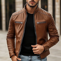Benjamin | Klassische und elegante Herren Bikerjacke mit Stehkragen