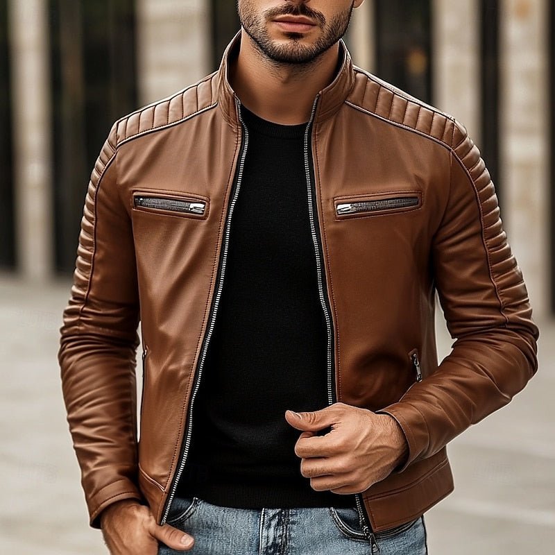 Chandler | Bikerjacke mit Stehkragen – Zeitloser Stil für Männer