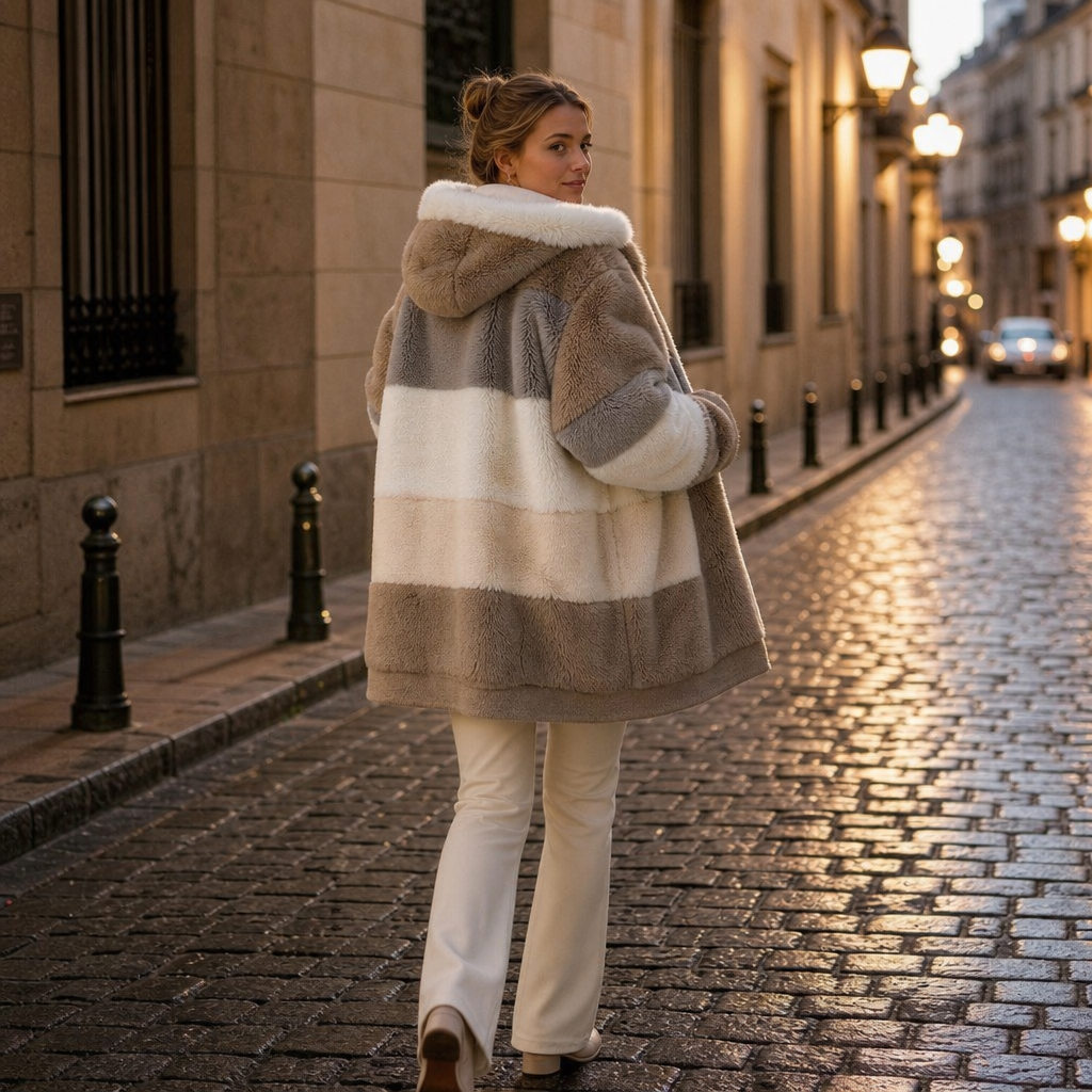 Furvella | Color-Block Oversized Faux Fur Coat – Warm und Stylisch für Damen
