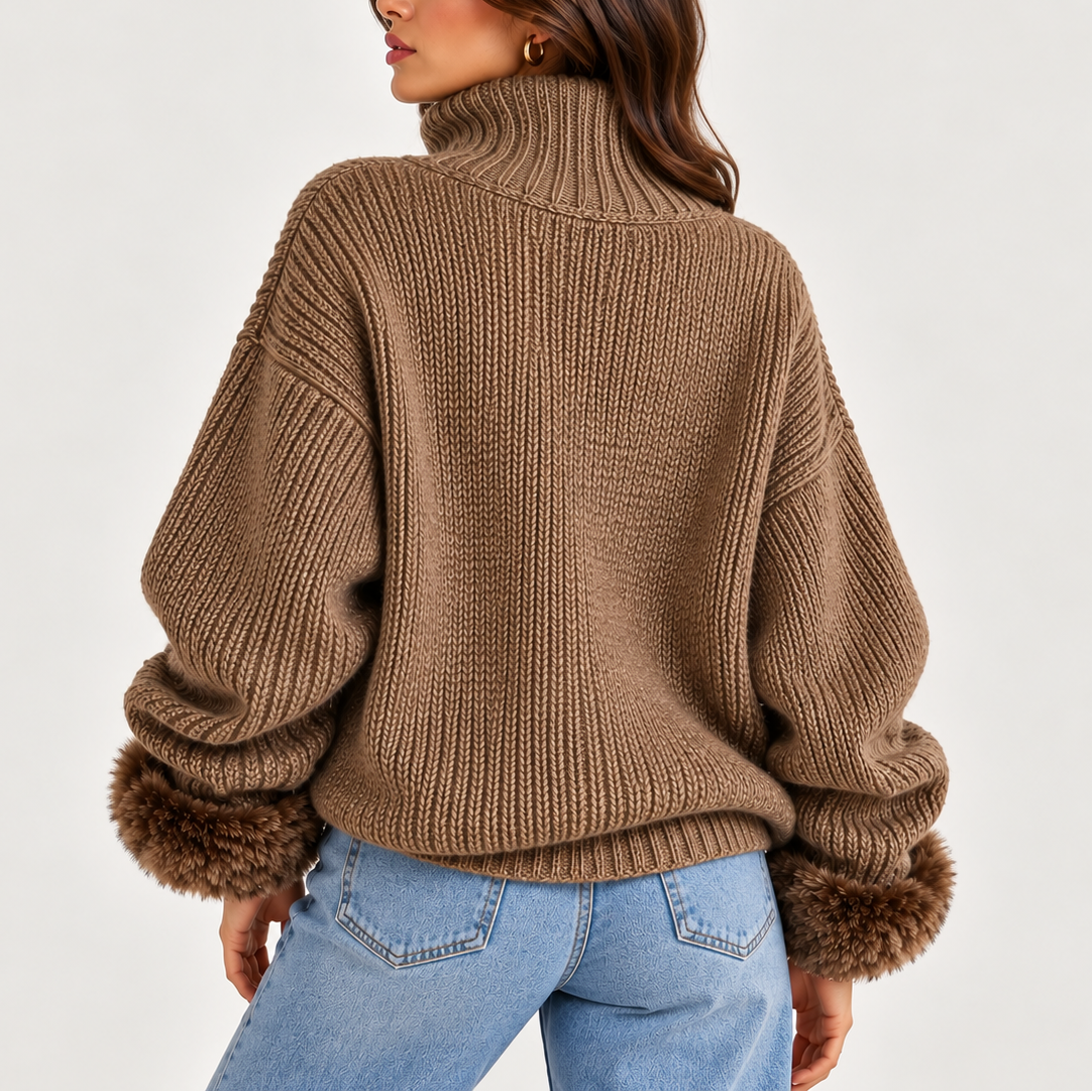 Velora | Oversized Knit Sweater – Komfortabler Half-Zip Stil für Frauen
