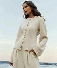 Clara | Bequeme und kuschelige Wollmischung Stricken Strickjacke