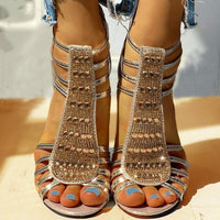 Julia | Glamouröse Strass-Sandalen mit Blockabsatz