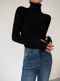 Aurelia | Stilvollen und gerippter Damen Rollkragenpullover