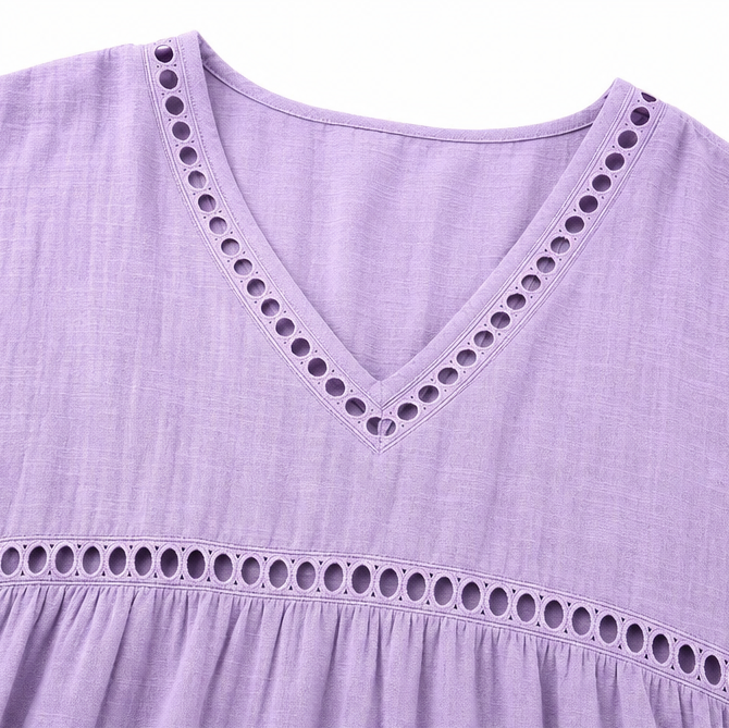Solavie | Boho V-Neck Tunic Top mit Fransen für Frauen
