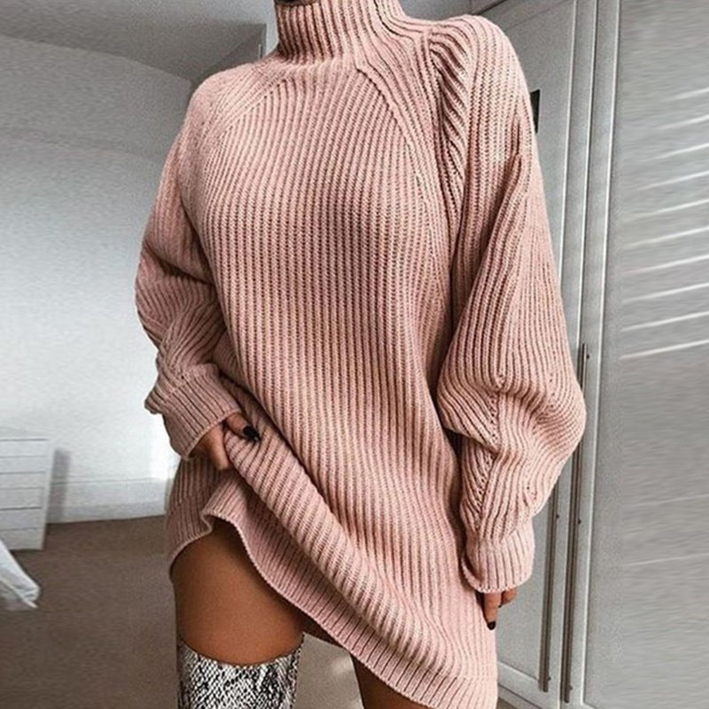 Cozyelle | Strick-Kleid mit hohem Kragen