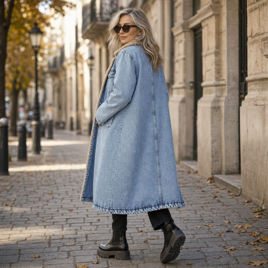 Denora | Denim Coat – Mit Warmem Teddy-Fleece-Futter