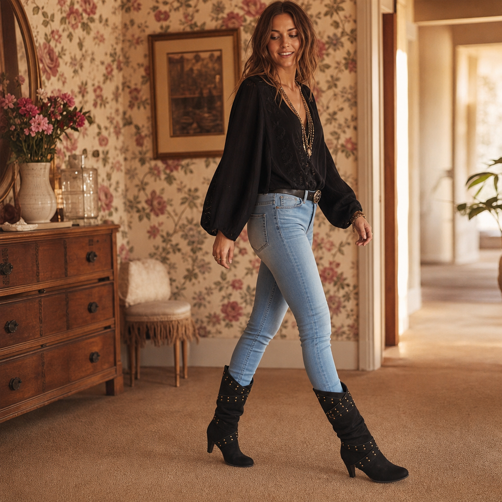 Rivella | Slouch Knee-High Boots mit Nieten