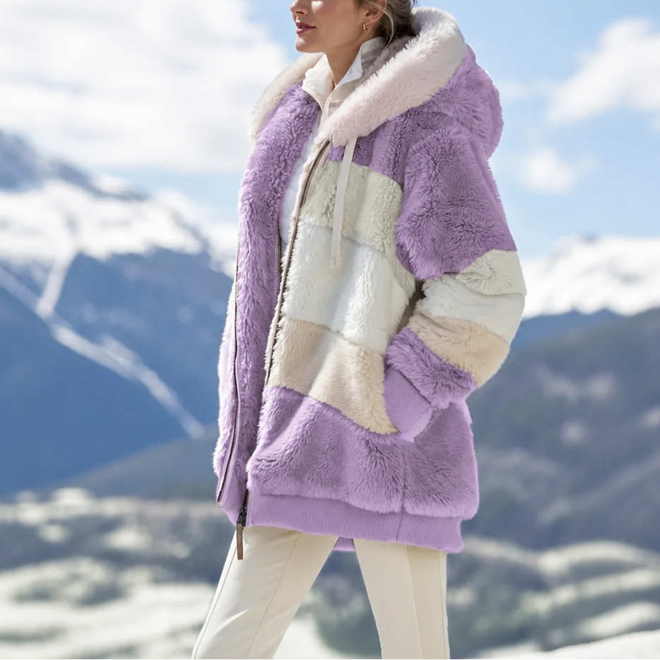 Furvella | Color-Block Oversized Faux Fur Coat – Warm und Stylisch für Damen