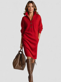 Livia | Elegantes und Bequemes Strickkleid mit Kragen