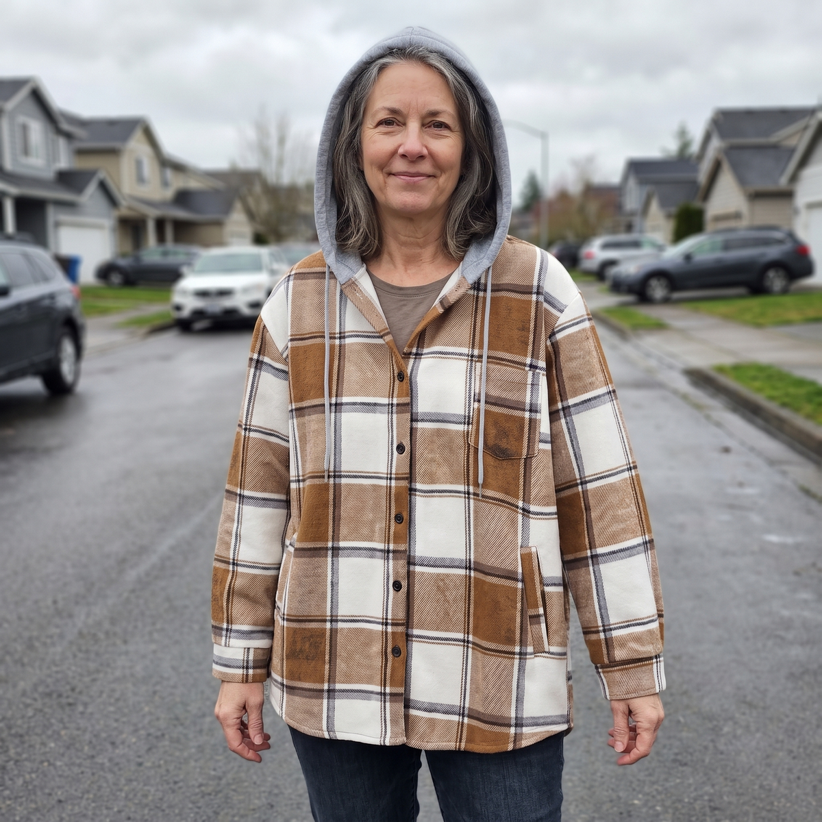 Highland | Hooded Coat – Gemütlicher Plaid-Stil für Frauen