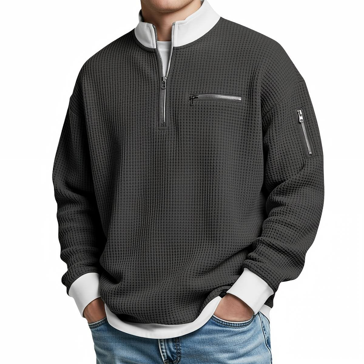 André | Waffle Quarter-Zip – Komfortabler Look für Männer