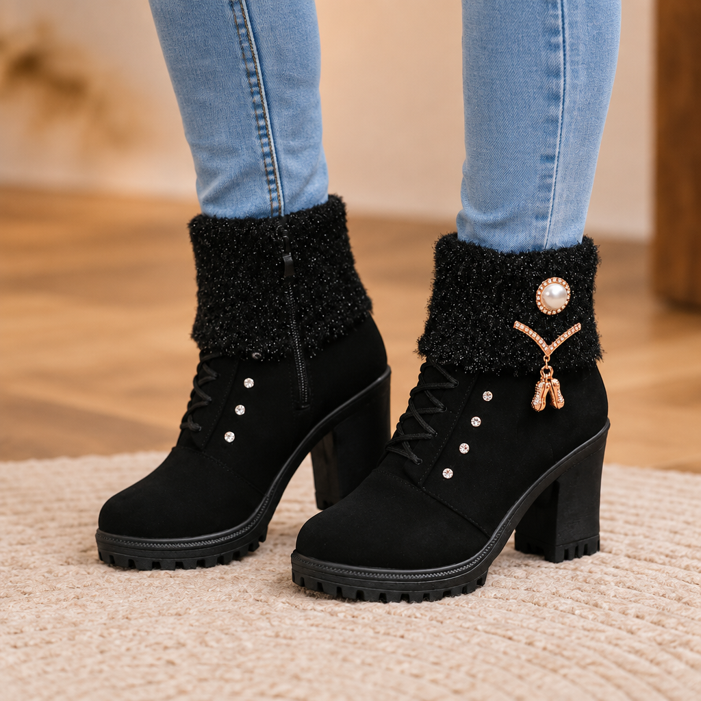 Wearbella | Fleecegefütterte Blockabsatz Stiefel für Frauen