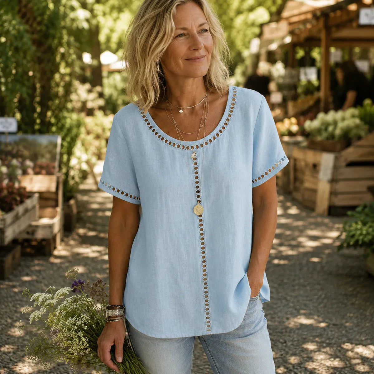 Marellia | Tunika-Top – Boho Stil mit Offener Spitze für Frauen