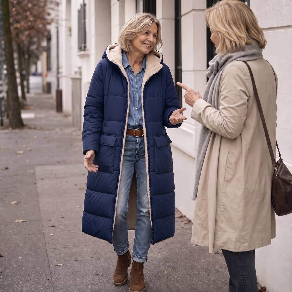 Veluna | Wende Wintermantel – Praktischer Sherpa-Look für Frauen