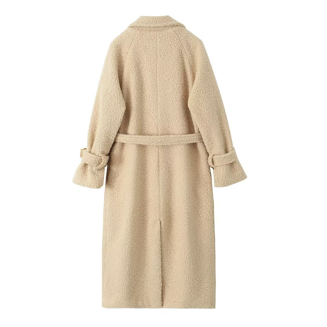 Drune | Langer Teddy-Mantel – Kuscheliger Trench-Stil für Damen