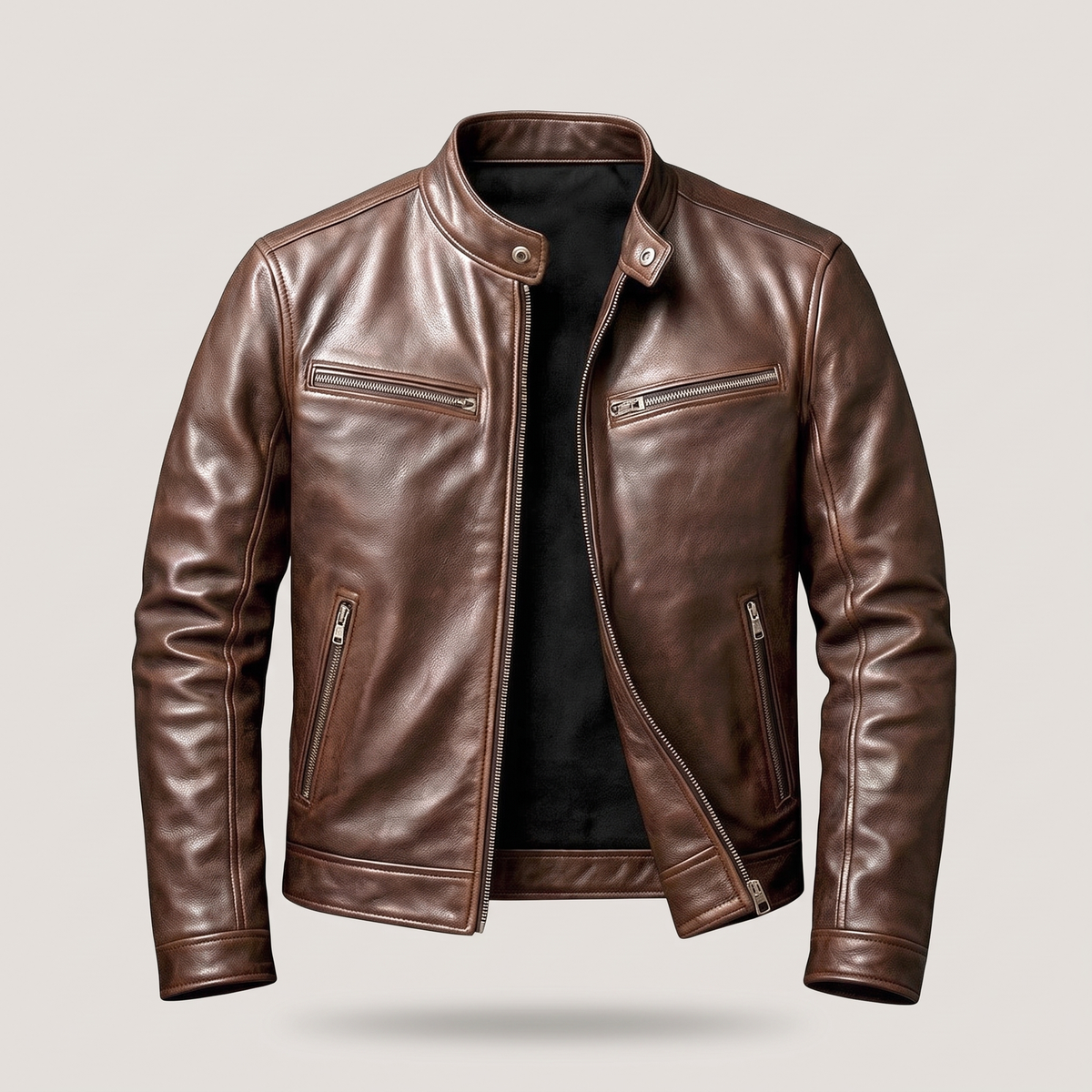 Cadence | Cafe Racer Leather Jacket – Stylish Genuine Leather für Männer