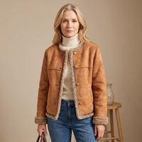 Mandy | Elegant Und Flauschige Lederjacke Aus Kunstwildleder