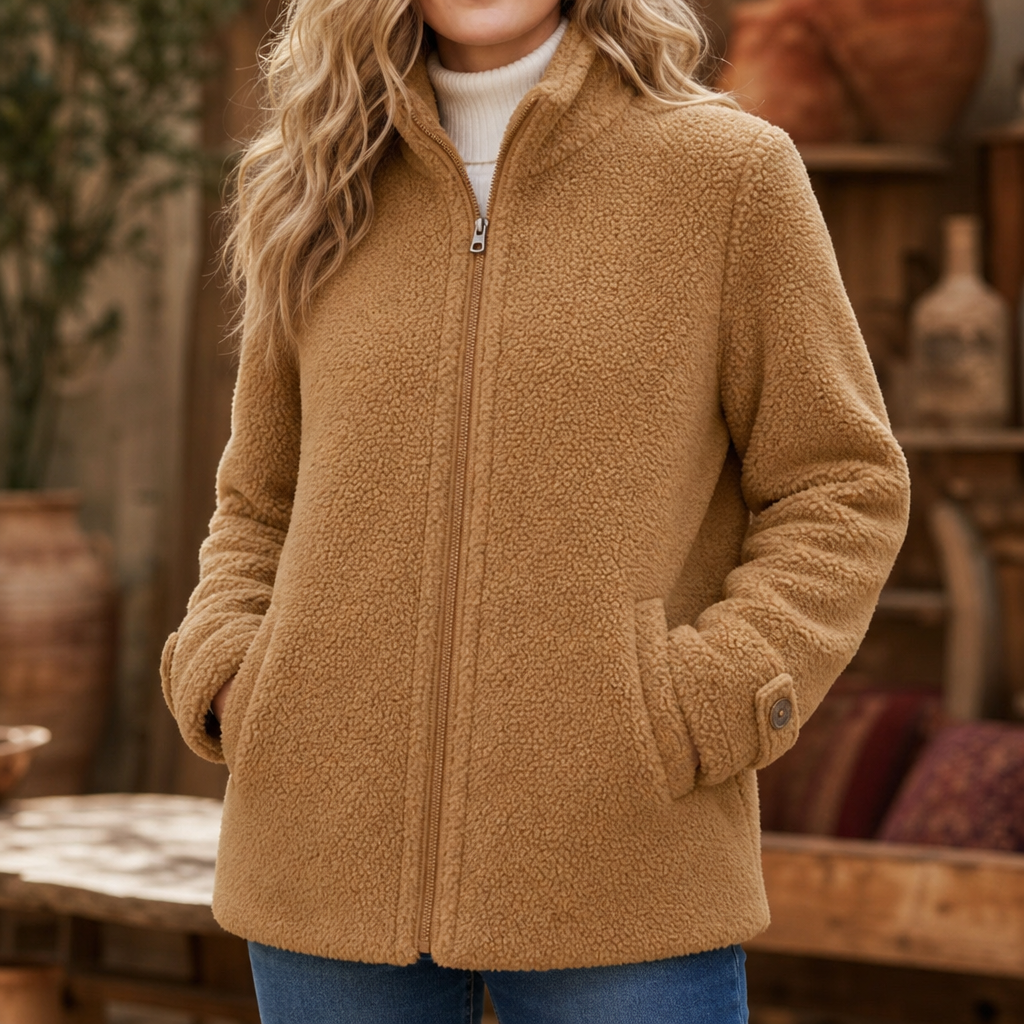 Velmora | Zip-Up Jacket – Plush Fleece-Look with High Collar