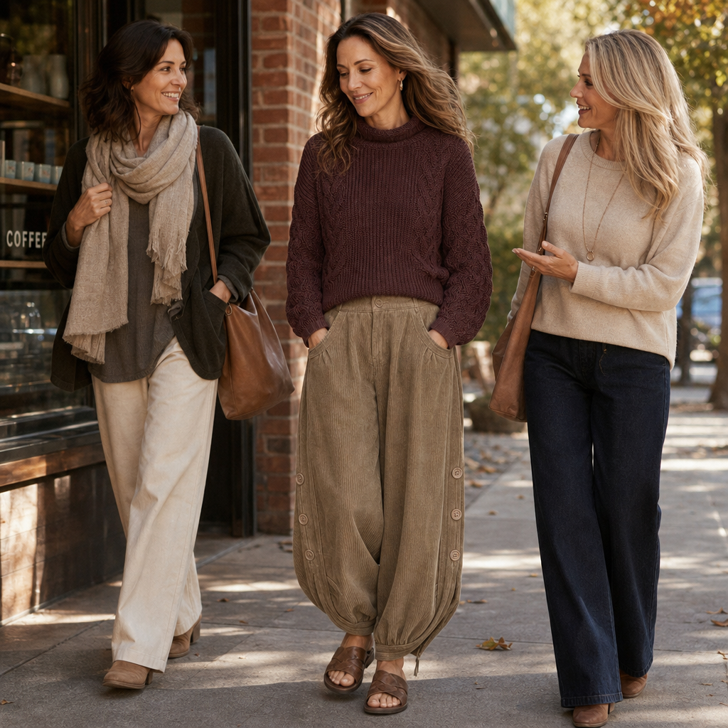 Cozelle | Corduroy Pants – Bequeme Barrel-Leg Style für Frauen