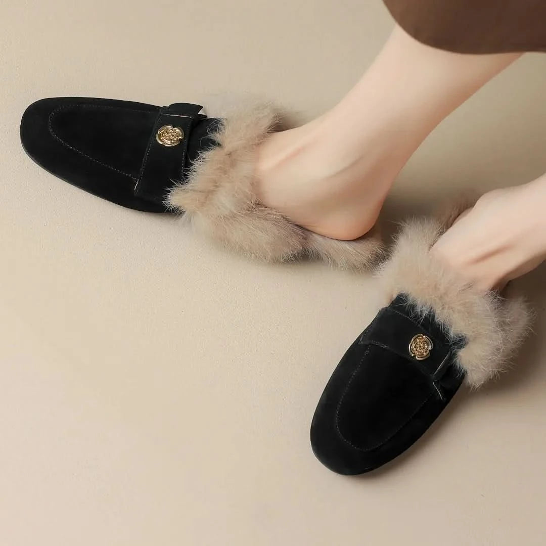 Velora | Shearling Mules – Luxuriöse Struktur für Damen