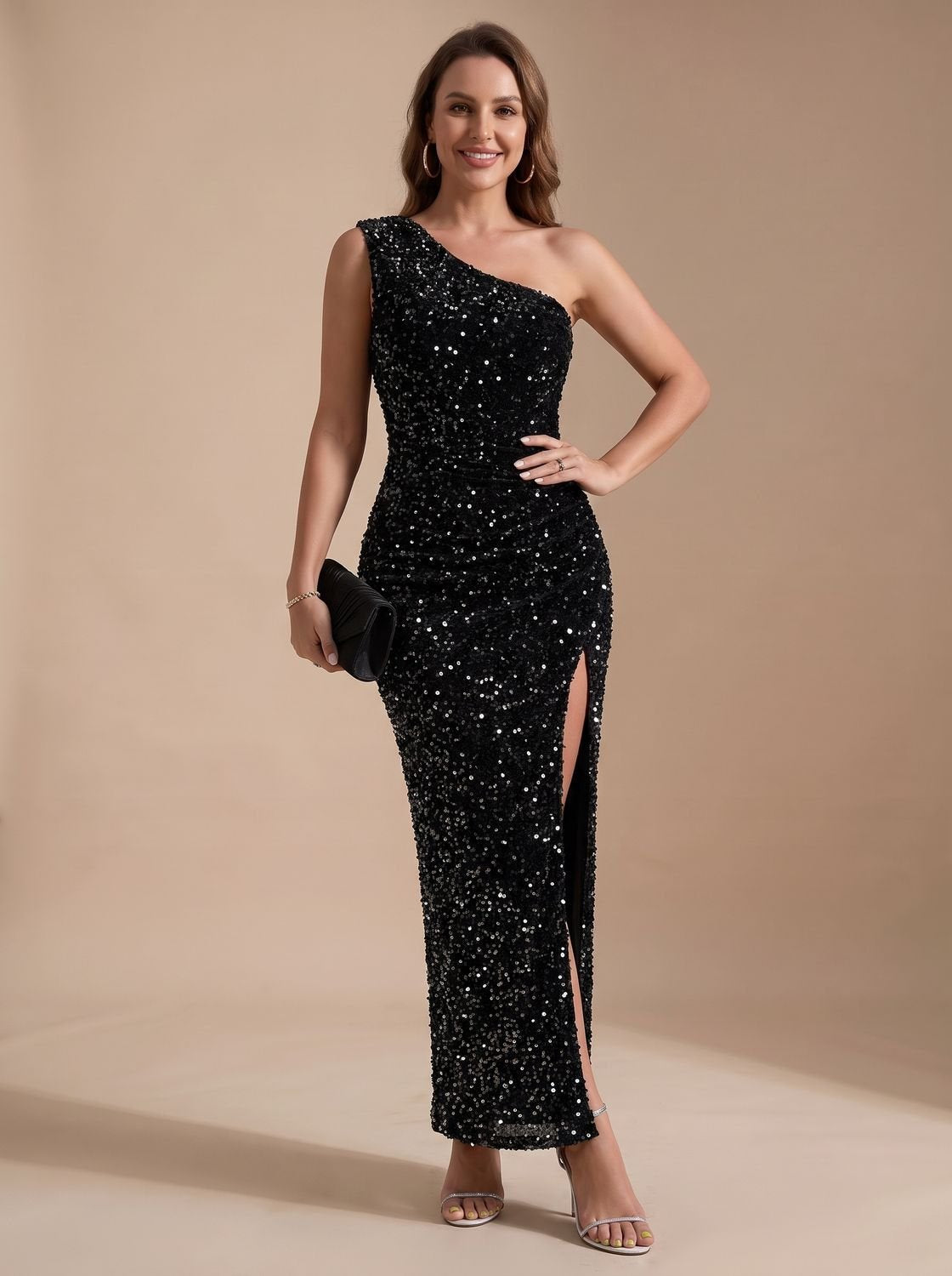 Harper | Maxi Kleid – Glitzerndes One-Shoulder Design für Frauen