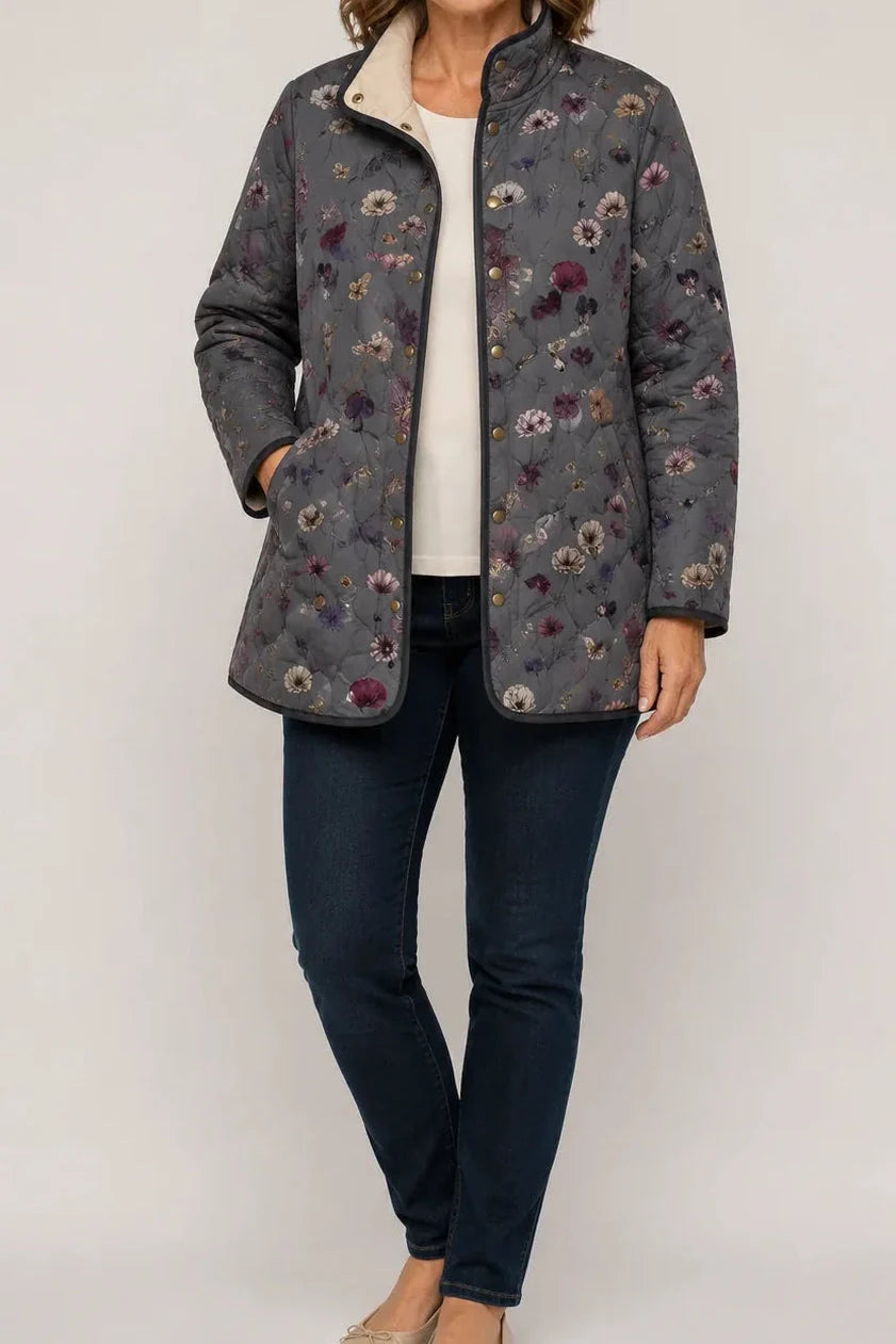 Wearbella | Floral Print Quilted Puffer Jacket – Elegant Comfort