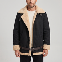 Leandro | Robuste und warme Herren Aviatorjacke mit Lammfellfutter